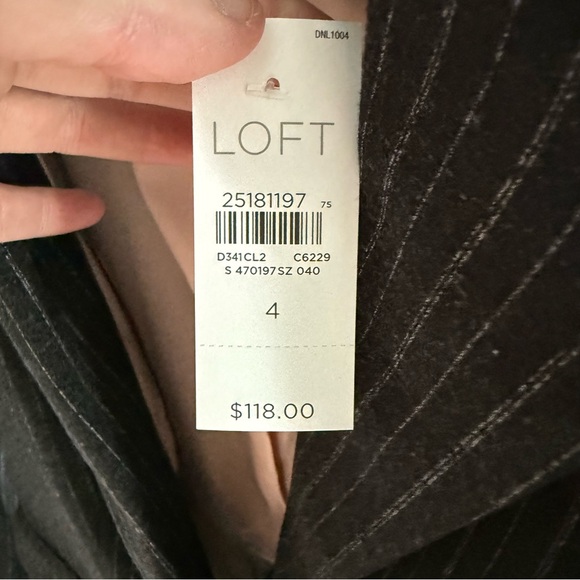 NWT Ann Taylor Loft Pinstripe Ponte Blazer, Charcoal & Grey | Size 4 - Picture 8 of 8